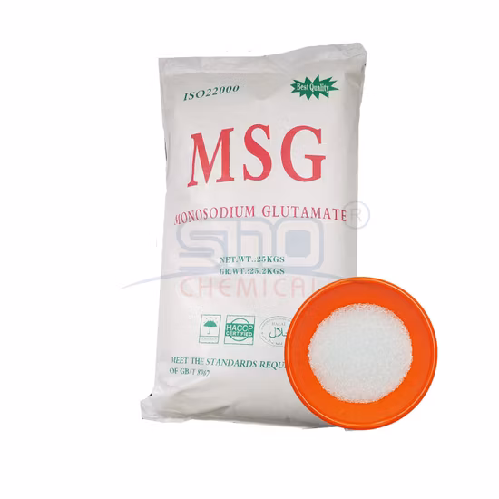 Precio al por mayor China Sal Cristales blancos Condimento 99% 30/60/80/100 Malla Glutamato monosódico Msg